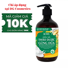 Dầu xả thảo dược gừng dừa Cocayhoala mềm mượt tóc, dưỡng tóc, phục hồi hư tổn dung tích 440g -95%thành phần từ gừng tươi hữu cơ còn nguyên xơ gừng an toàn cho mẹ bầu mẹ sau sinh