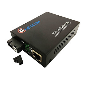 Bộ chuyển đổi quang điện  Gigabit 1 POE 10/100/1000 M kèm cổng  SC 1 sợi GNETCOM GNC-6101GE-20B - Hàng Chính Hãng