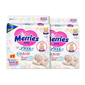 Combo 2 Tã/bỉm dán Merries size NB - 90 + 6 miếng (Cho bé dưới 5kg)