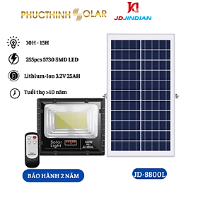 Mua Đèn Năng Lượng Mặt Trời 100W Jindian JD-8800L Đèn Pha Led Cảm Biến Ánh Sáng  Có Điều Khiển Thông Minh | Phúc Thịnh Solar