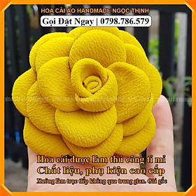 Tag Hoa Trà Cài Áo, Kiểu Cài Áo Hoa Có Ghim, Hoa Cài Áo Váy Handmade, Cài Áo Hoa Màu Vàng Pastel