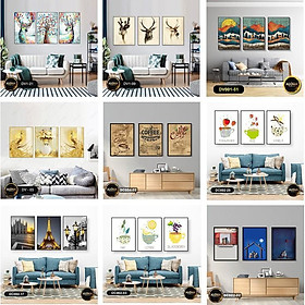 Mua MUA 1 TẶNG 1 Bộ 3 Tranh Treo Tường Cầu Thang Khung Gỗ Tranh Phòng Ăn Phòng Ngủ Phòng Bếp Phòng Khách