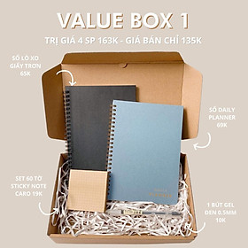 Value Box 1 - Gồm Sổ Planner, Sổ lò xo Ghi Chép | Quà Stationery Tặng Noel Giáng Sinh, Planner Làm Quà Tết