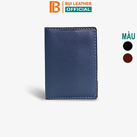 Ví namecard da bò V131, ví đựng thẻ card holder da thật nhỏ gọn, thương hiệu Bụi leather chuyên đồ da thật - Ví màu xanh navy