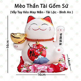 [May Mắn] Mèo Thần Tài Vẫy Ngoắc Tay KhoNCC Hàng Chính Hãng - Bằng Gốm Sứ Đem Tài Lộc Thịnh Vượng Cho Gia Chủ - KLM-MTTCTGS