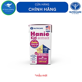 Thùng sữa bột pha sẵn Nutricare Hanie Kid - dinh dưỡng cho trẻ biếng ăn & suy dinh dưỡng trên 1 tuổi (110ml x 48 hộp)