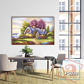 Mua Tranh canvas phong cách sơn dầu - Phong cảnh Làng quê châu Âu - PC029