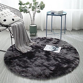 Mua Thảm Lông Trải Sàn Hình Tròn ( Đường Kính 1M ) - Loang Ghi Đen