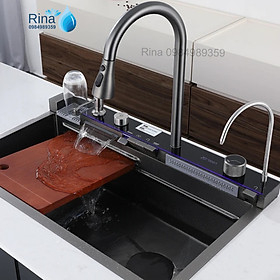 Mua Chậu rửa thác nước 5 phím đàn hiển thị nhiệt độ phiên bản cao cấp nhất  vòi nguyên khối kết hợp rửa ly  vòi nước lọc chậu đúc SUS inox 304 dày