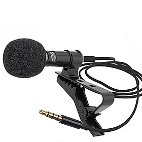 Mini Clip-on Lavalier Microphone Lapel Condenser Mic with 3.5mm Plug Compatible with iPhone iPad Android Smartphone DSLR
