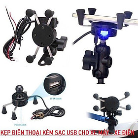 Mua (XẢ HÀNG) Gía đỡ kẹp điện thoại trên xe máy có cổng sạc USB 2in1 tiện dụng loại tốt lắp các xe