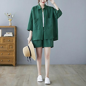 Set bộ sơ mi Linen đi chơi, đi biển xinh, mẫu mới mùa hè năm nay, phong cách cá tính trẻ trung