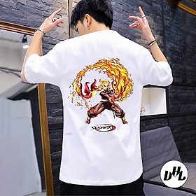 Áo thun trắng Anime, Manga Thanh g diệt quỷ Viêm trụ 04, Unisex Nam Nữ có Size áo từ 25-95kg