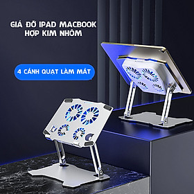  Giá đỡ để bàn X16 dành cho Máy Tính Bảng, IP, Mac có quạt tản nhiệt làm mát nhanh, chất liệu hợp kim nhôm cao cấp, chắc chắn tiện ích cho người sử dụng