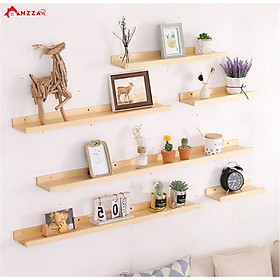 Kệ gỗ treo tường, kệ trang trí Anzzar, decor phòng ngủ, phòng khách, giá gỗ treo tường - 90cmx15cm