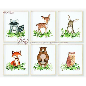Tranh treo tuòng phòng trẻ em bộ 6 bức KT 23x33cm