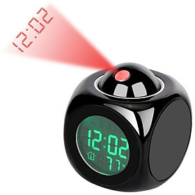 Awakening to Digital Patjection LED Ringery 12/24 giờ thức dậy khi chiếu trần kiểm soát giọng hát hiển thị báo động nhiệt độ thu hồi báo động kỹ thuật số (Đen)