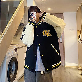 Áo Kaki Bóng Chày Oversize Nam Nữ Chất Dày Mịn - Bomber Thêu Logo Nổi Phong Cách Đường Phố