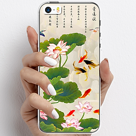 Ốp lưng cho iPhone 5, iPhone SE 2016 nhựa TPU mẫu Hoa sen cá