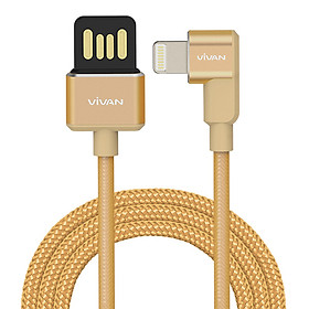Mua Dây cáp sạc truyền dữ liệu Lightning USB Vivan | Cáp chữ L gập 90 độ màu Vàng 5V - 2.4A Gọn Tay cho Game Thủ | Cho thiết bị di động/điện thoại Apple/iOS (iPhone/iPad) - Hàng Chính Hãng