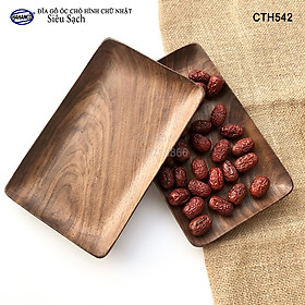 Khay/Đĩa chữ nhật gỗ Óc Chó nhập khẩu Mỹ nguyên khối - hàng Xuất Khẩu Châu Âu - CTH542 - đựng đồ ăn/trang trí - đĩa bánh mì/trái cây/ bít tết/ pizza/ phụ kiện chụp ảnh, bày món ăn trong nhà hàng - Sang trọng trên bàn ăn