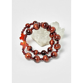 Cặp Vòng Chuỗi Mân Côi Mẹ Và Bé Đá Thạch Anh Mắt Hổ ni 52, ni 40- Ngọc Quý Gemstones