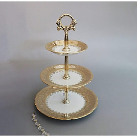 Kệ bánh 3 tầng Imperial hoàng gia viền vàng sang trọng Hàng chính hãng