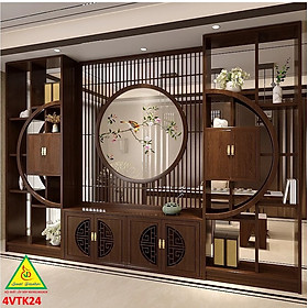 Mua Vách ngăn phòng khách  vách ngăn tủ kệ bằng gỗm bình phong tranh 4VTK24 - NỘI THẤT LẮP RÁP VIENDONGADV