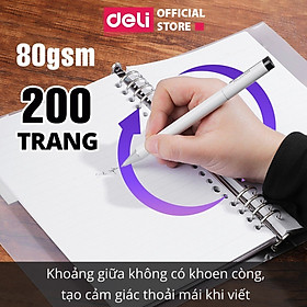 Hình ảnh Sổ Còng A5 200 Trang 80 Gsm Sổ Tay Bìa Nhựa Cứng Có Thể Thay Lõi Sổ Ruột Sổ Nhiều Size Deli - Phù Hợp Làm Sổ Kế Hoạch Planner, Nhật Kí, Tập Vở Ghi Chép Bullet Journal - EN036