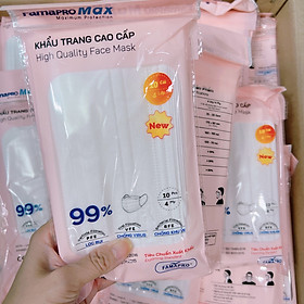 Combo 5 túi khẩu trang y tế 4 lớp kháng khuẩn cao cấp Famapro max, khẩu trang y tế trắng mịn - Quà tặng bảo vệ sức khỏe