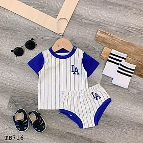 Quần áo trẻ em QUỲNH BOUTIQUE bộ rời thẻ thao kẻ xanh LA(5-15kg)
