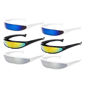 Hình ảnh 6pcs Futuristic Narrow Lens Visor Eyewear Sunglasses White Frame