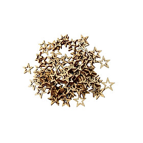 100 Piece 20mm Unfinished Hollow Wooden Shape Star Embellishments for Scrapbooking Crafts