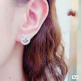 Bông tai nơ bạc ta nạm đá,Bông tai bạc ta cánh nơ MTJ