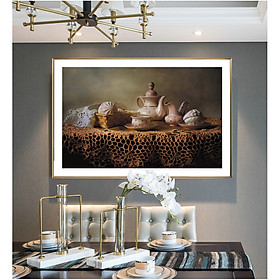Mua Tranh Canvas Sơn dầu Tĩnh vật Bình trà Nghệ thuật hiện đại. (Bộ 1 bức)  Khung hợp nhôm chống ẩm  bền  đẹp  nhiều kích thước. Phù hợp nhiều không gian sang trọng