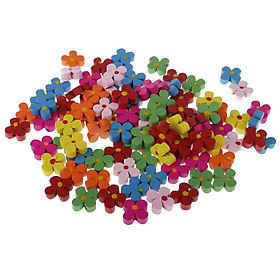 100pcs Flower Wooden Beads Loose Spacer Beads for Jewelry Making Craft 13mm