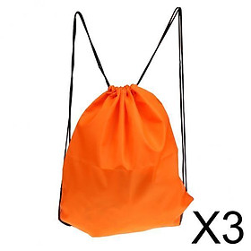 3xWaterproof Drawstring Backpack School Gym Sports Beach Travel Bag Orange