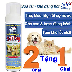 MUA 2 TẶNG 1 Sữa tắm khô dạng bọt Bio-Silky cho chó mèo, Làm sạch