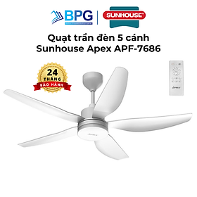 Mua Quạt Trần Đèn Led Sunhouse Apex 5 cánh APF-7686  công suất 57W  cánh quạt sải rộng  điều khiển từ xa  Hàng chính hãng