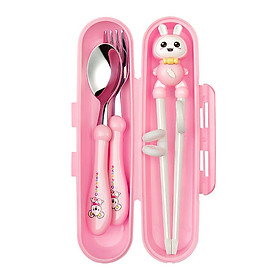 Mua Combo Đũa Tập Ăn Dặm Xỏ Ngón + muỗng nĩa inox Cực Kỳ Tiện Lợi Cho Bé hình ông