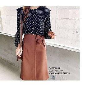 Q120320 ÁO KIỂU NỮ CHẤM BI THIẾT KẾ