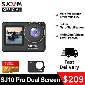 Máy ảnh hành động SJCAM SJ10 Pro Dual Screen 4K 60fps WiFi Truyền phát trực tiếp Cam 5M Body Waterproof Sport Video Action Máy ảnh hành động: Tiêu chuẩn chính thức