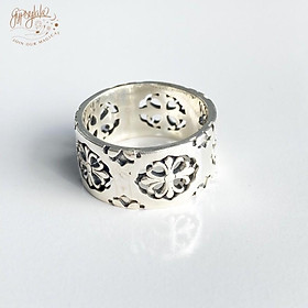 Nhẫn bạc hoa văn bản to SP001633 Gypsy.lala