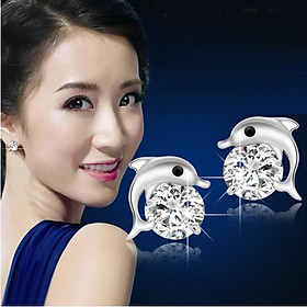 Bông tai nữ CÁ HEO đính đá siêu dễ thương mạ bạc 925 sang trọng