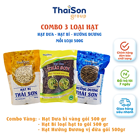 Combo 3 loại Hạt Dưa, Hạt Bí, Hạt Hướng Dương Thái Sơn Gia Lai - Bịch 500gr