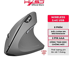Chuột không dây kiểu đứng HXSJ T24 wireless USB 2.4GHz công thái học chống mỏi tay chuyên dùng cho pc laptop - Hàng Chính Hãng
