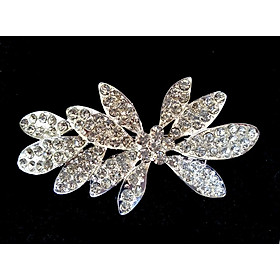 Diamante Silver Flower Rhinestone Crystal Brooch Wedding Bridal Broach Pin