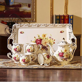 Mua Bộ ấm chén mang phong cách tân cổ điển CB03-AC với thiết kế họa tiết hoa mẫu đơn tinh tế  thanh lịch - Chất liệu Gốm sứ co cấp mang phong cách tân cổ điển sang trọng thích hợp với không gian phòng khách  ngoài trời - Là món quà tặng vôn cùng ý nghĩa mỗi d