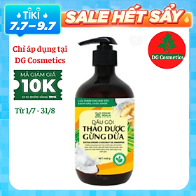 Dầu Gội Gừng Dừa Hữu Cơ Cocayhoala Ngăn Rụng Tóc Kích Thích Mọc Tóc - Giảm Gàu - Ngừa Cảm Lạnh  -Dưỡng Tóc Mềm Mượt Chắc Khỏe, Chai 440g