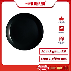 Đĩa thủy tinh luminarc diwali đen đựng thức ăn, kháng vỡ, cường lực 27cm - 1 cái - p0786